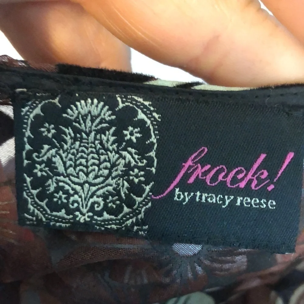 Frock! By Tracy Reese Silk Tea Dress Floral Crinoline Petticoat Chrysanthemum